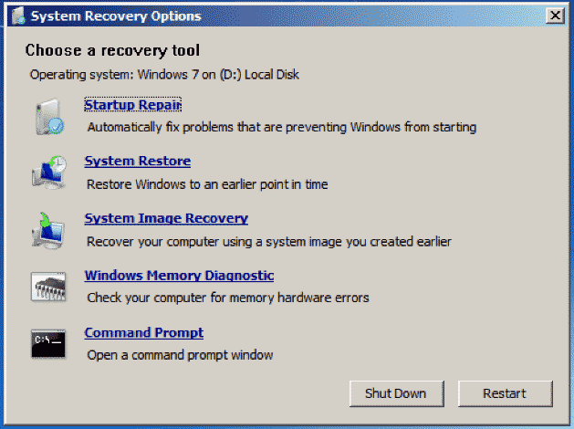 startup repair Windows 7