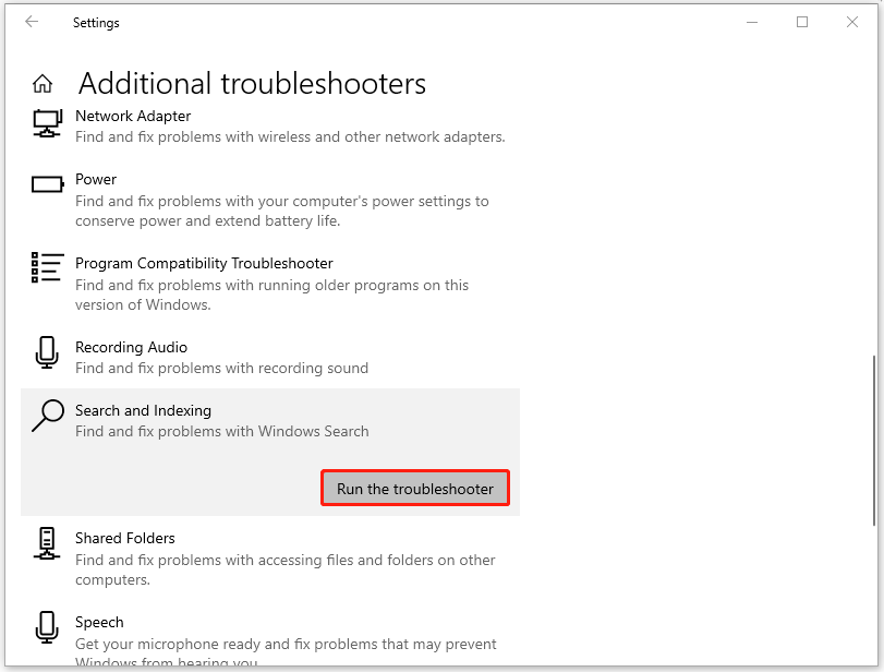 click Run the troubleshooter