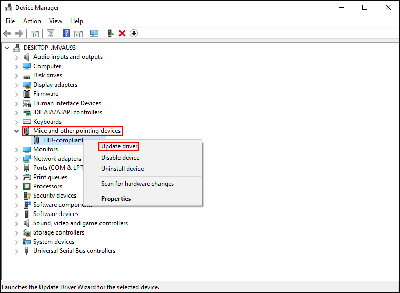 update the mouse driver