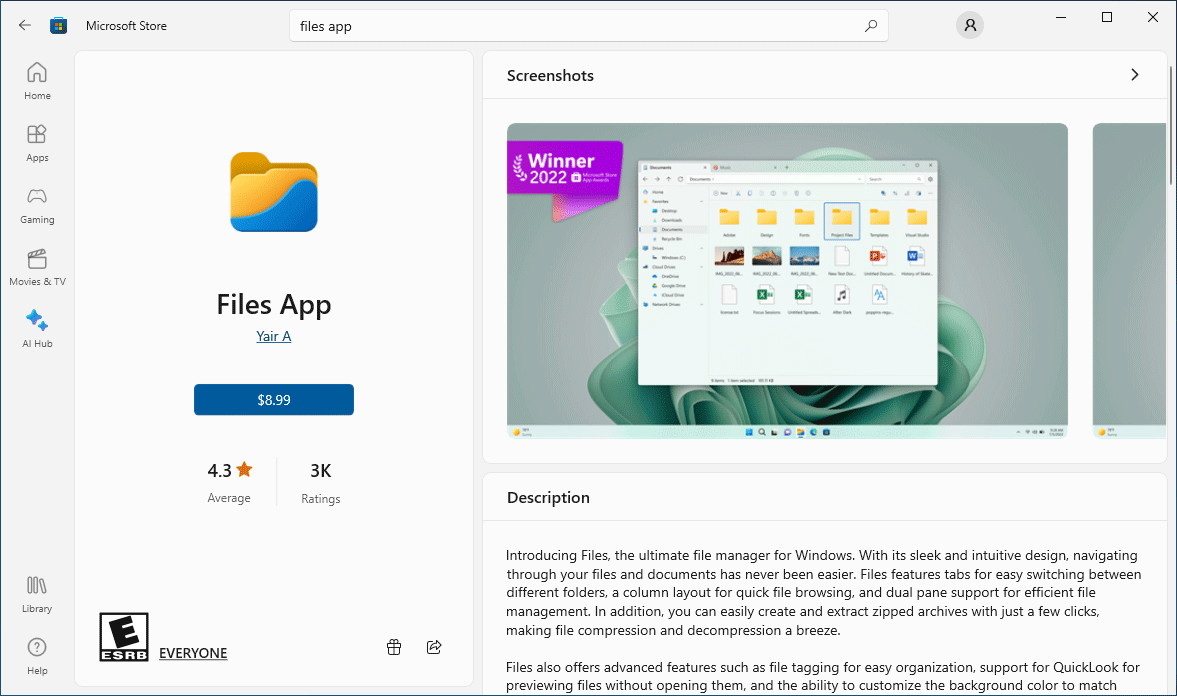 get the Files App from Microsoft Store