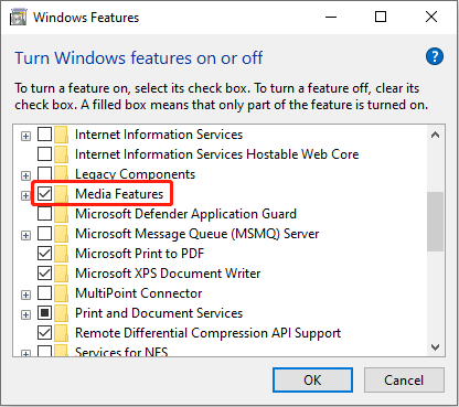 turn on Media Features