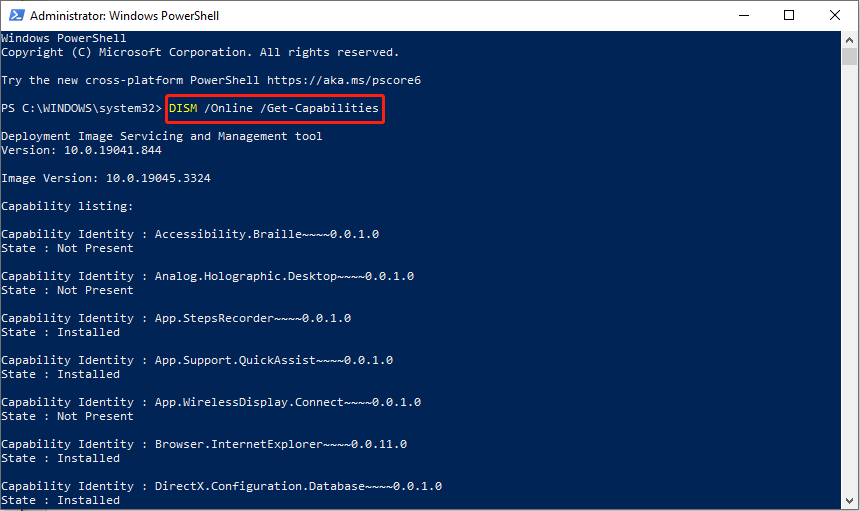 find the name of Windows Media Feature Pack