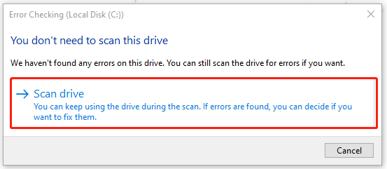 click Scan drive