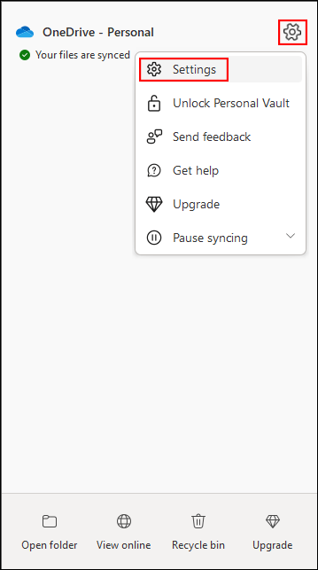 choose the settings option