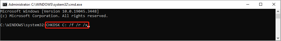 run the CHKDSK command line
