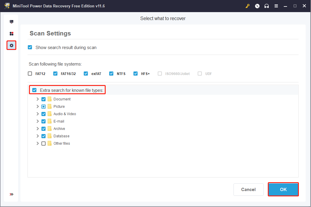 set scan settings