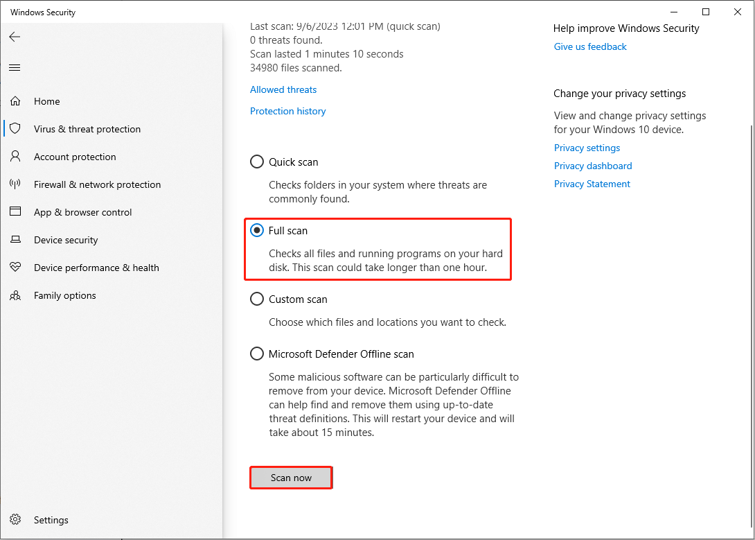 perform a virus scan