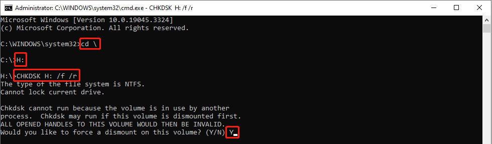 run the CHKDSK command