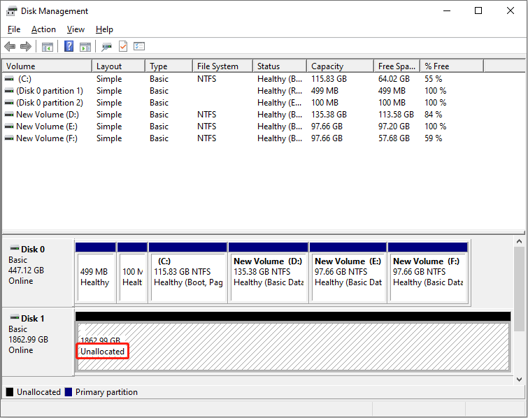 disk shows as unallocated