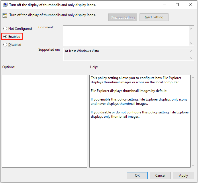 select Enabled