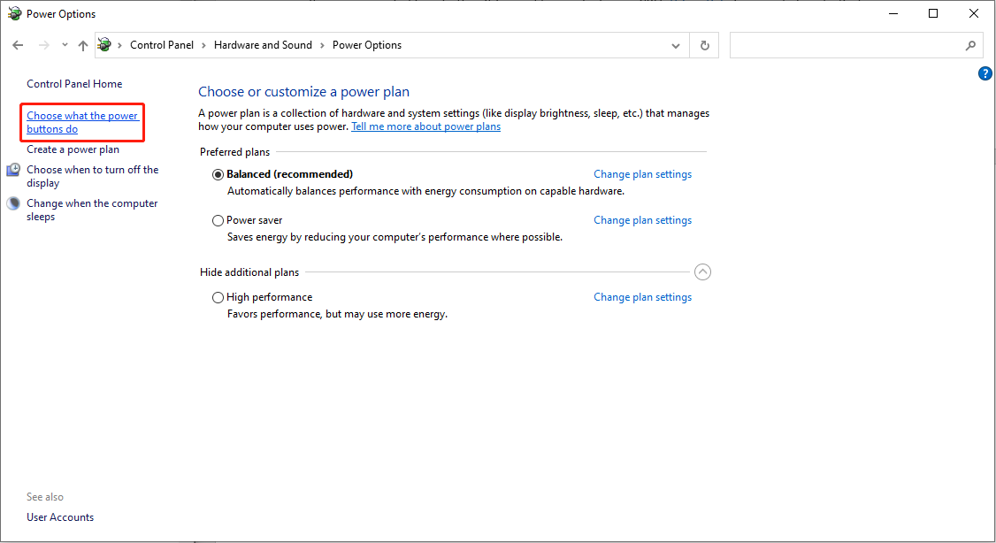 set the function of the power button