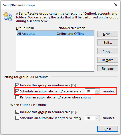 set up the send/receive time interval