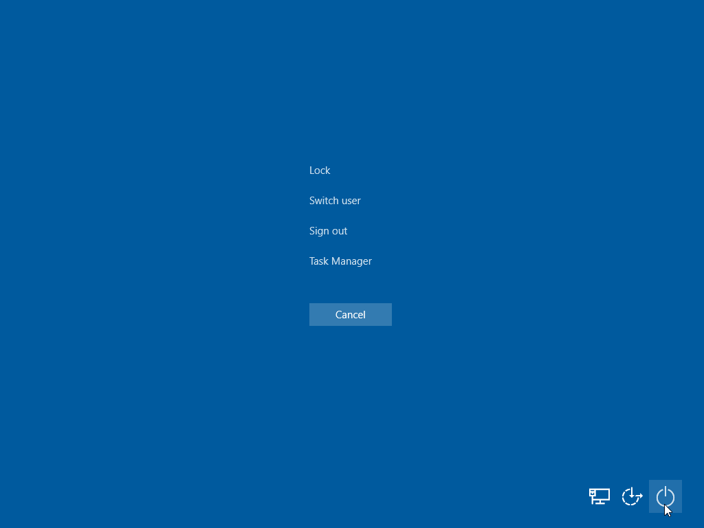 the Ctrl + Alt + Del screen