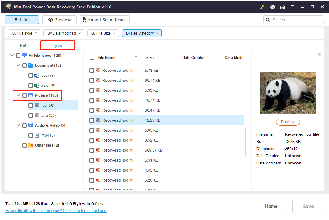 view files by file type