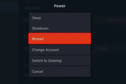 Restart Steam Deck
