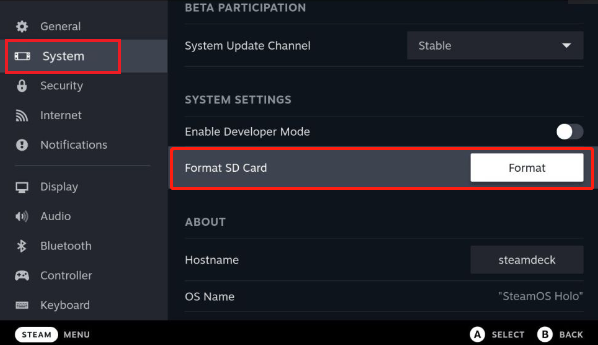 Format SD Card