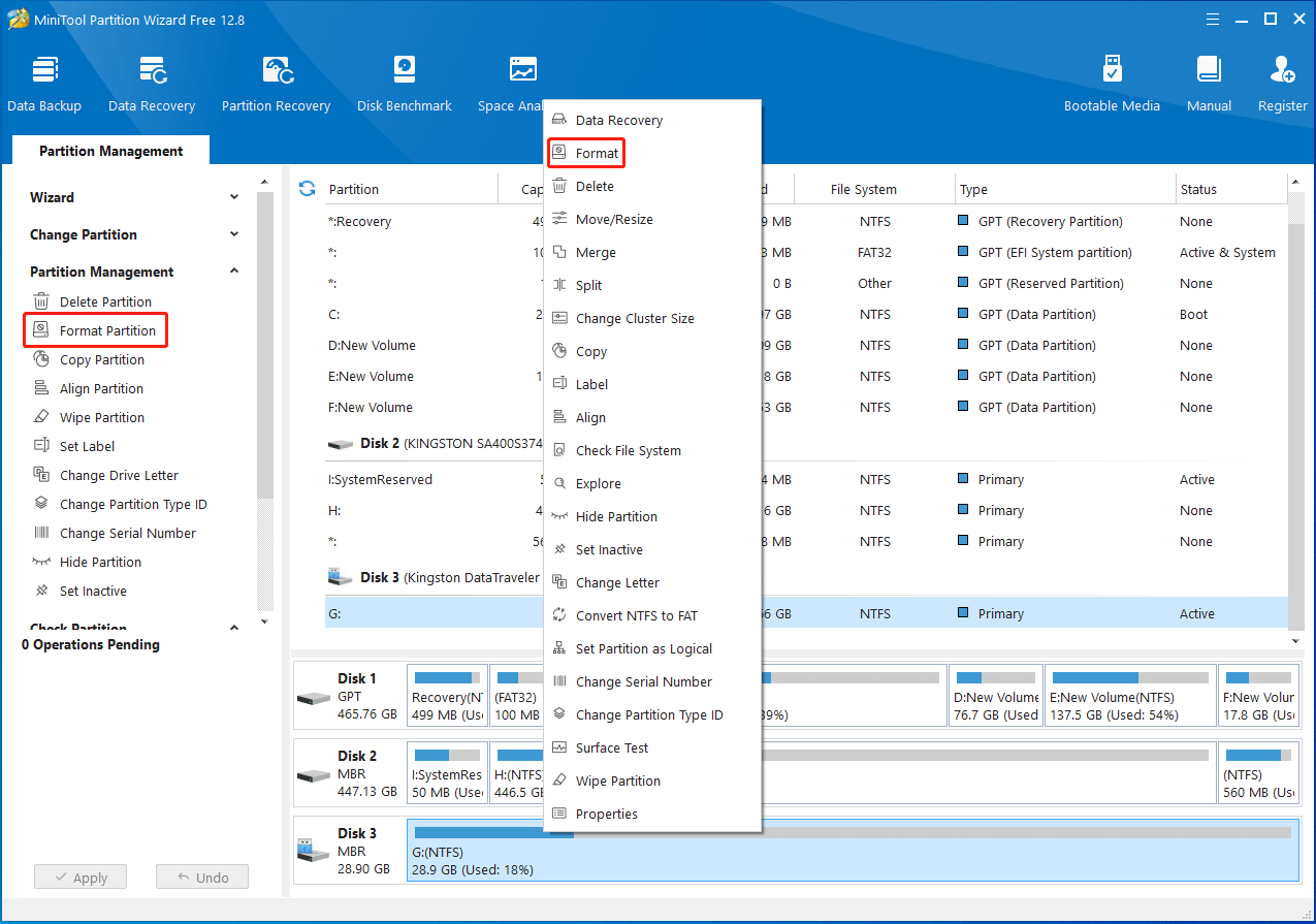 Select Format Partition