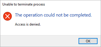 unable to terminate process