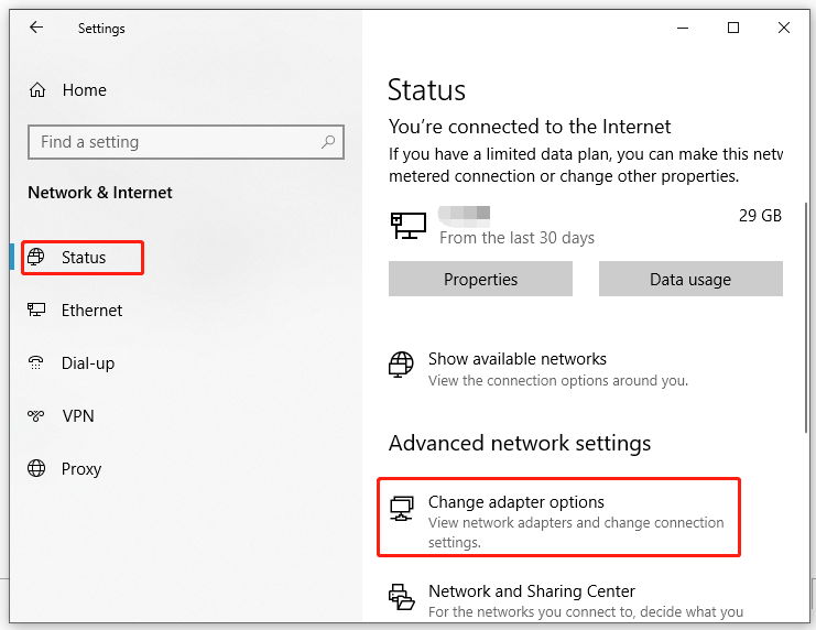 hit Change adapter options