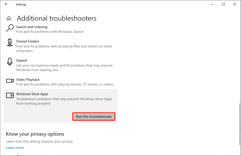 run the Windows Store Apps troubleshooter