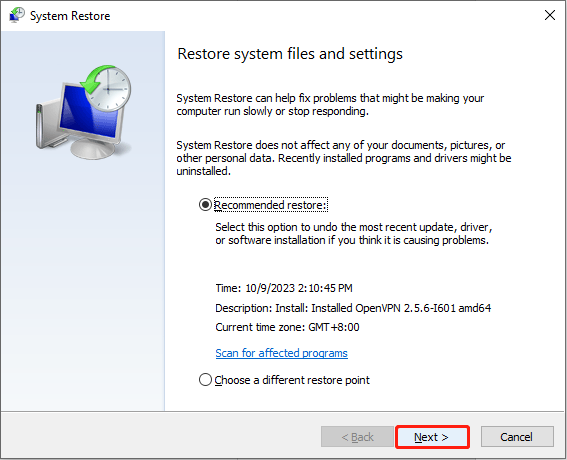 perform a system restore