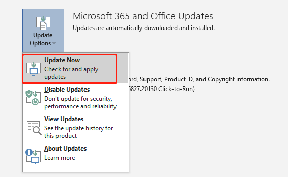 update Outlook