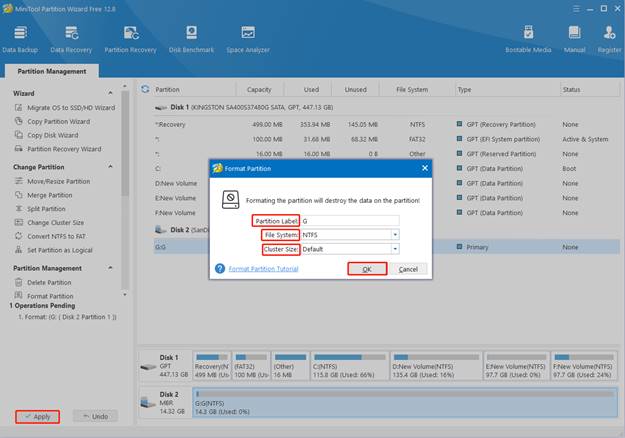 format with MiniTool Partition Wizard