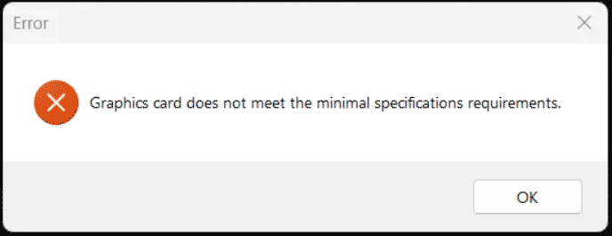 Graphics card not meet minimal requirements