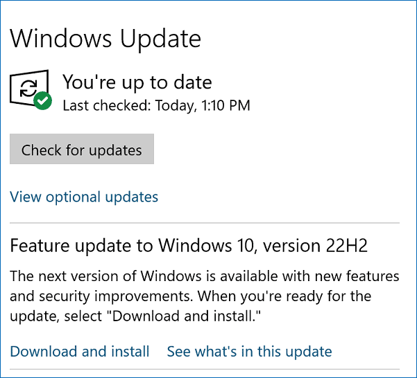 update to Windows 10 22H2