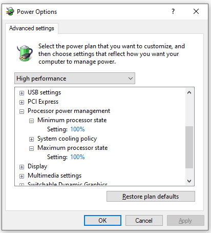 change Processor power management