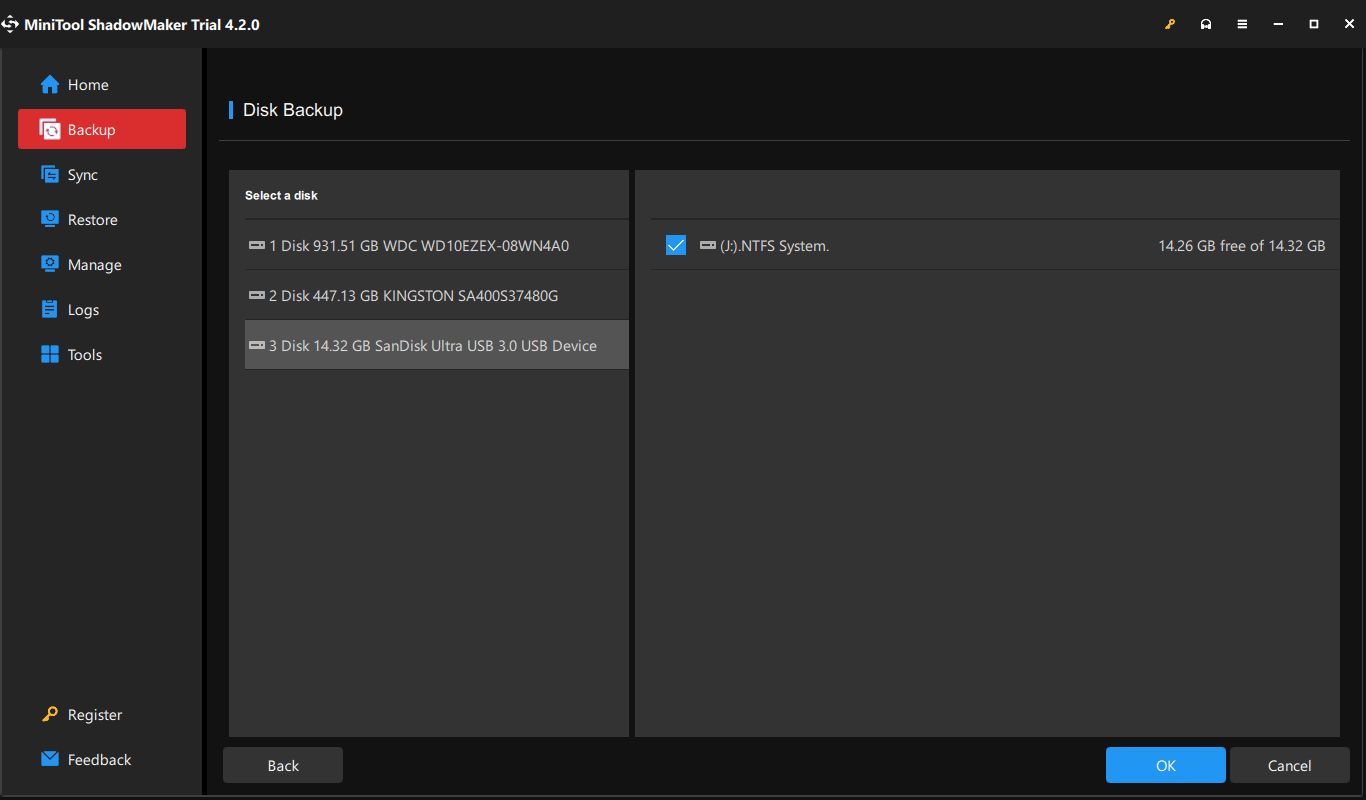 select all partitions on the SD card