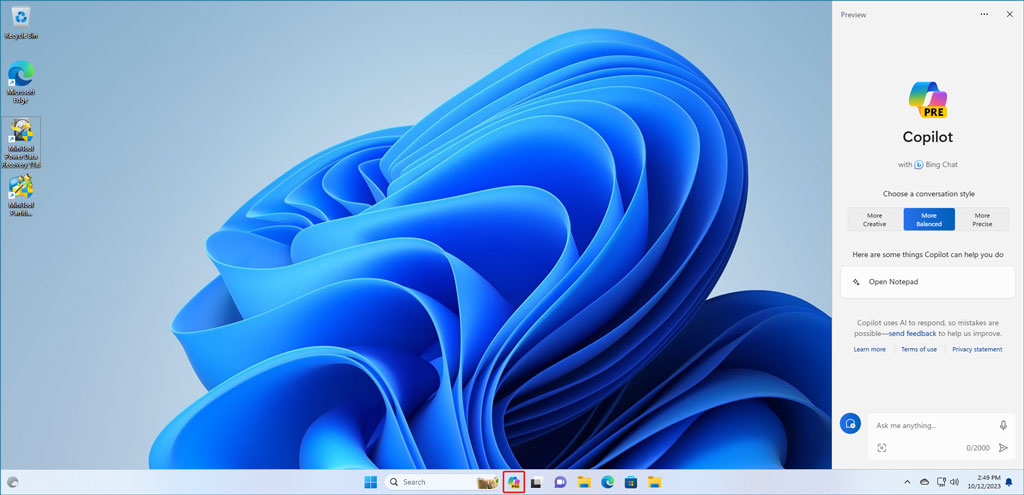 open Copilot in Windows 11