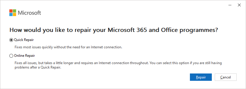 repair Microsoft 365