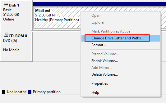 select Change Drive Letter and Paths