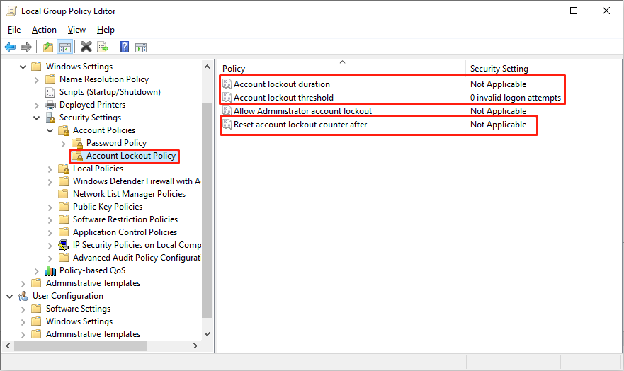 find the Account Lockout Policy