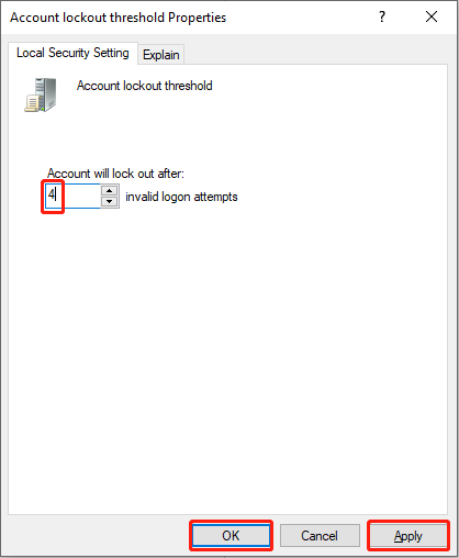 change the number of login attempts