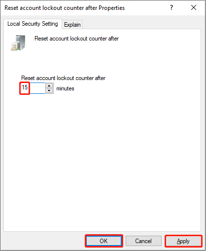 change the reset time