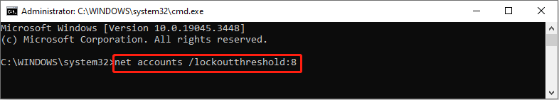 change the failed login attempts number by cmd