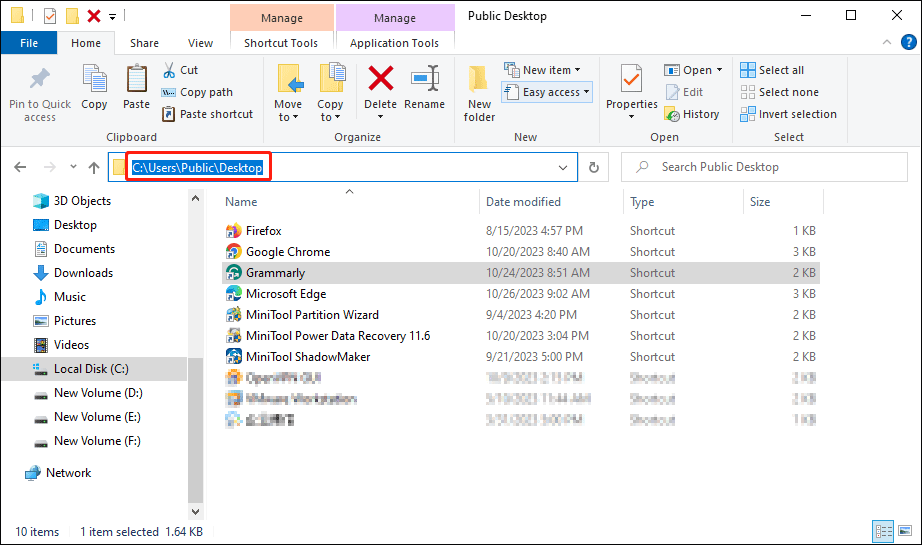 change the location of the program