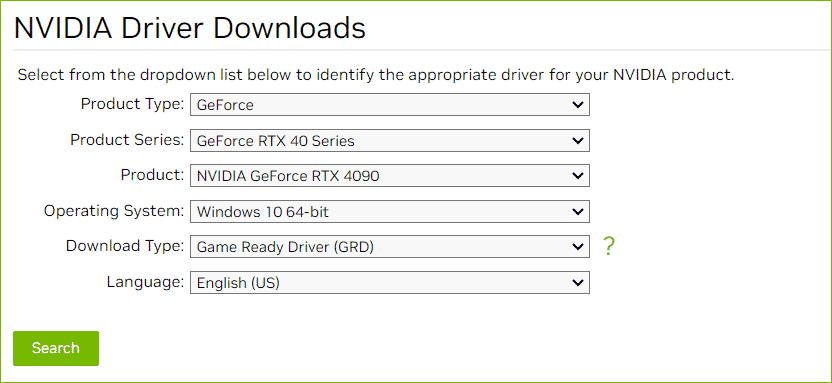 NVIDIA driver download