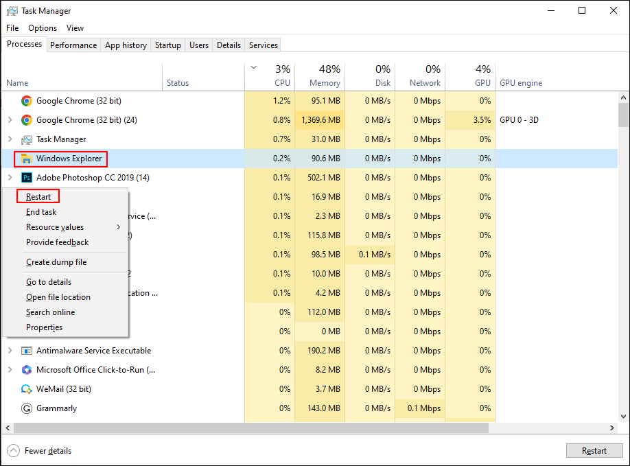 restart File Exploer