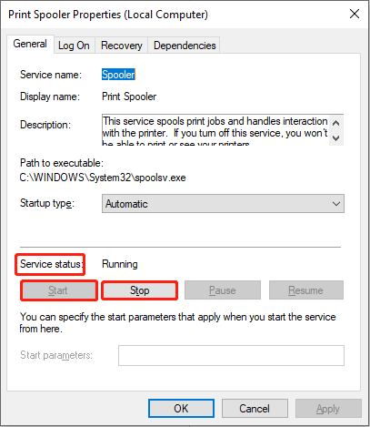 restart the Print Spooler service