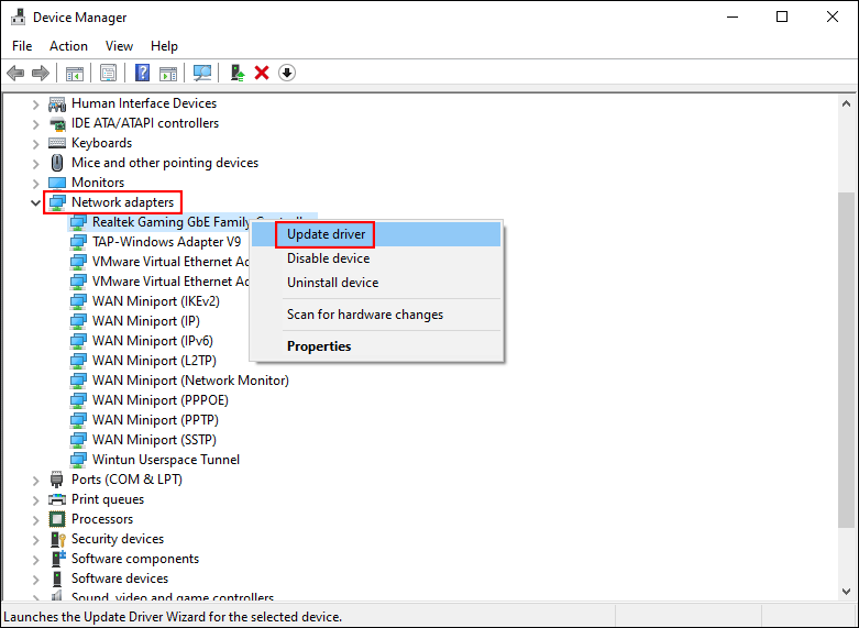 update the network driver