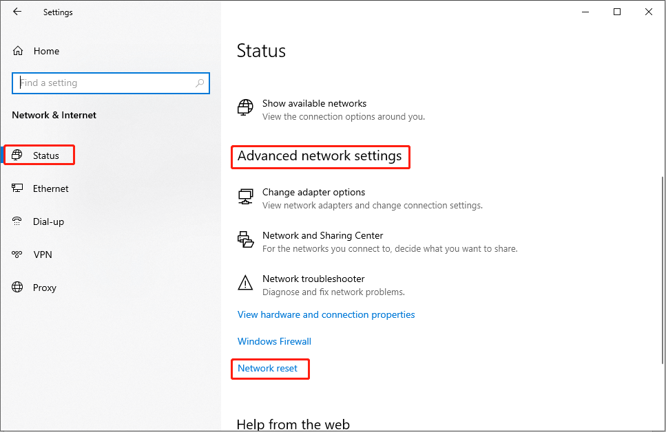reset network settings