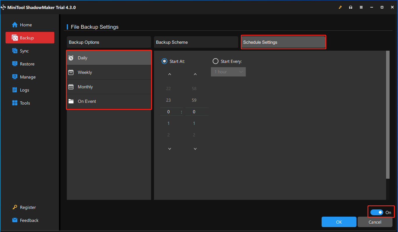 schedule settings