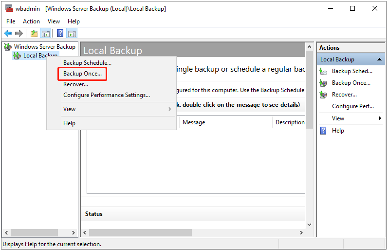 click Backup Once...