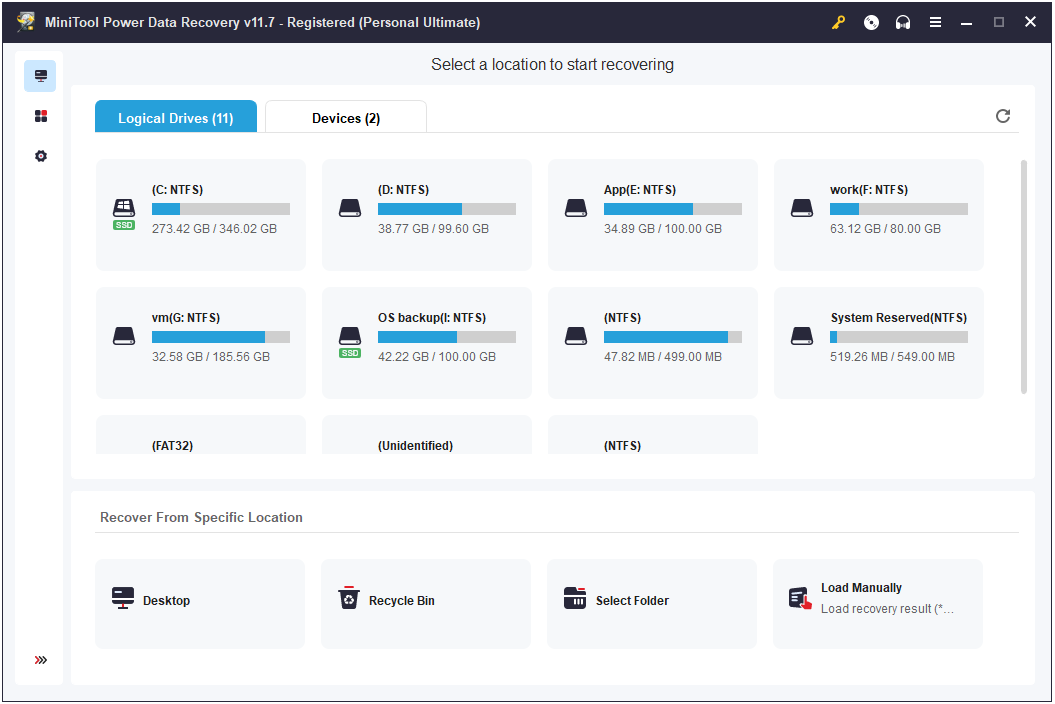 the main interface of MiniTool Power Data Recovery