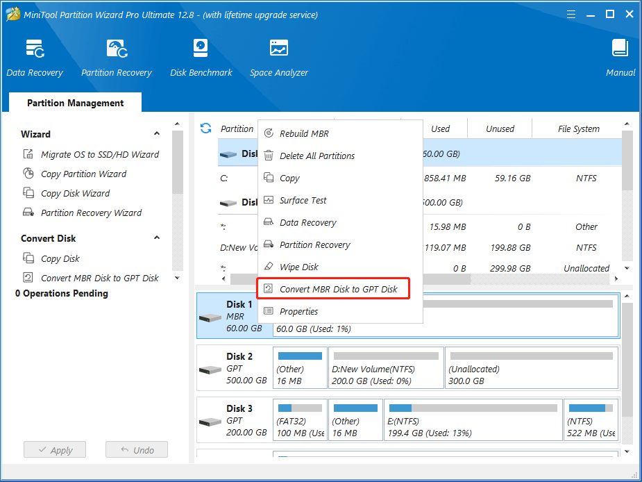 convert MBR to GPT