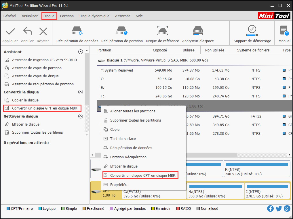 convertir un disque GPT en disque MBR