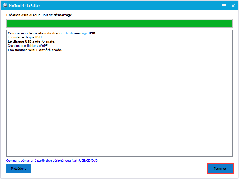 terminer la construction du disque USB amorçable